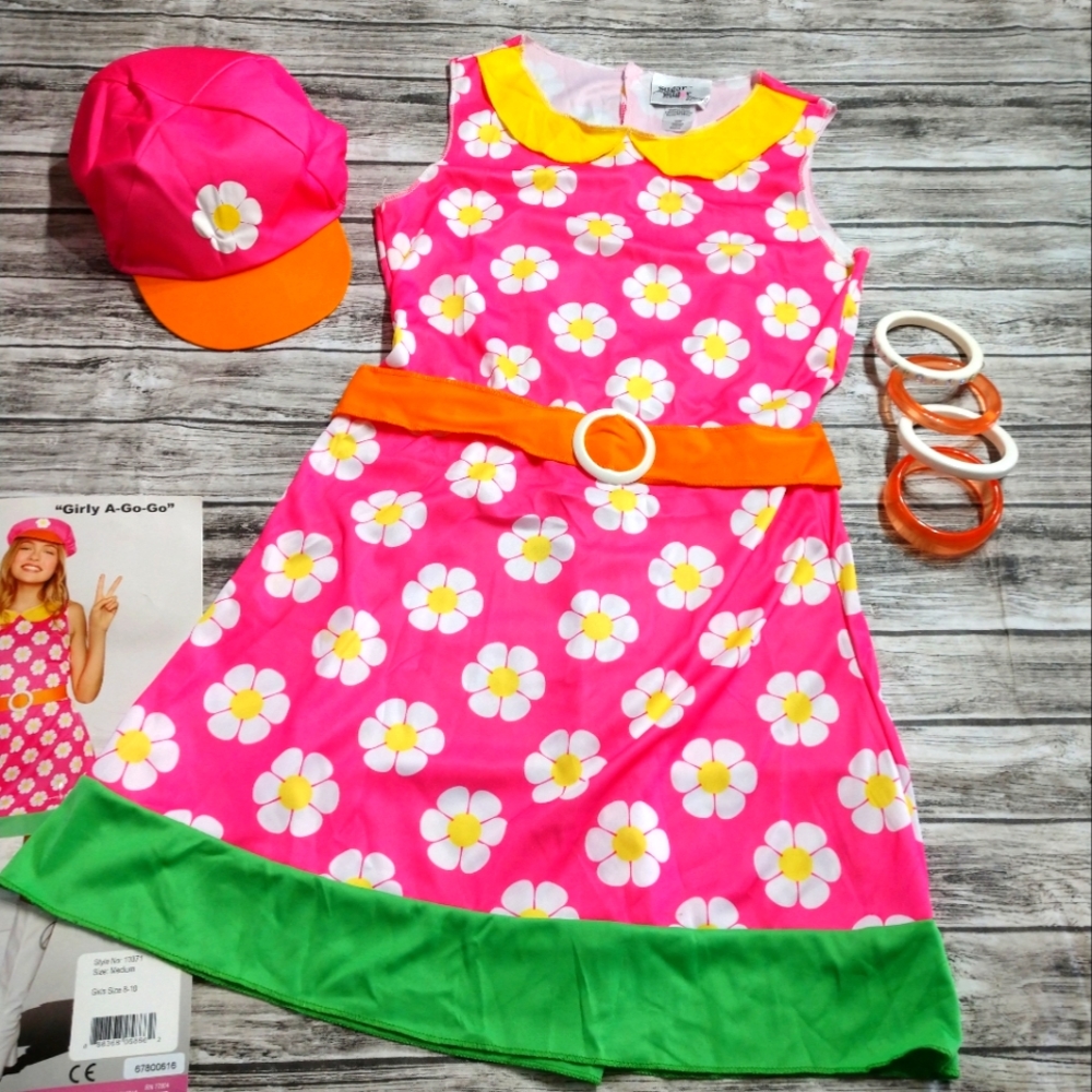 Girls XL 14-16 Sugar Sugar Girly-a-go-go Go Go Girl Costume 70s 60s Hippie Costu
